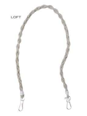 LOFT Sparkle Braided Silver Bag Strap 27” Drop NWT